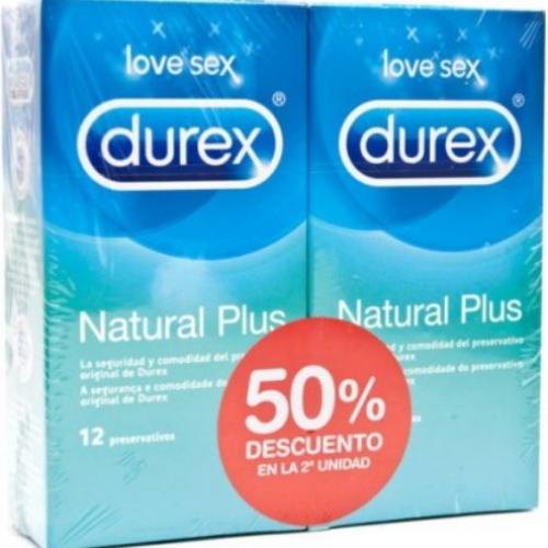 DUREX NATURAL PLUS PRESERVATIVOS 12 PRESERVATIVOS 2 CAJAS